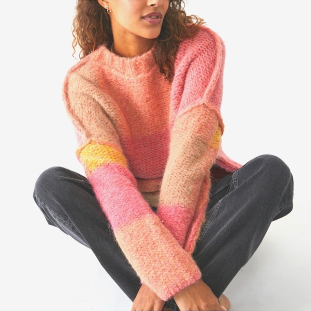 NWOT Free People Domino Sweater COZY & OVERSIZED in Prairie Sunset 🌅